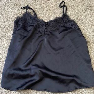 Black satin laced A&F tank